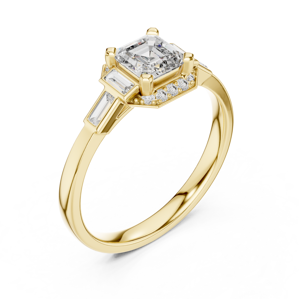 Dorothea Asscher Cut Lab Grown Diamond Art Deco Engagement Ring
