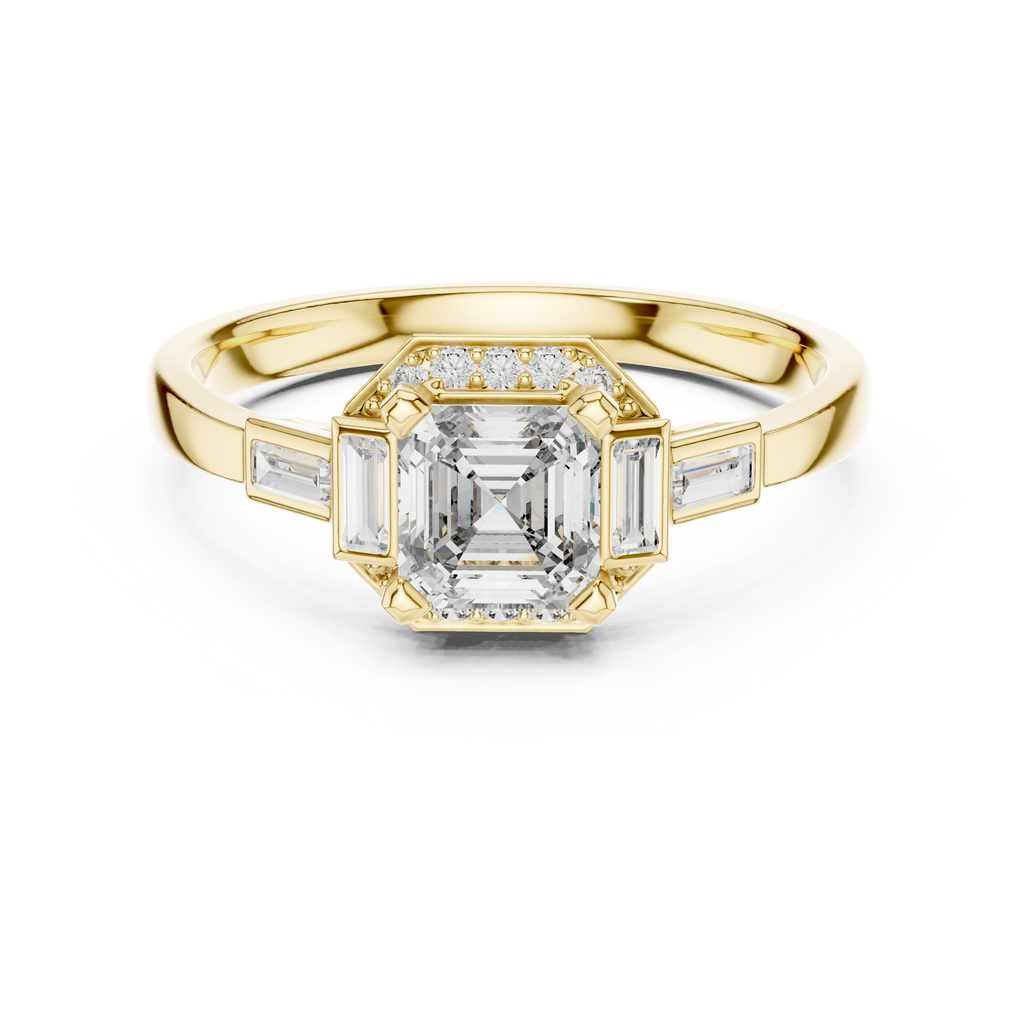 Dorothea Asscher Cut Lab Grown Diamond Art Deco Engagement Ring