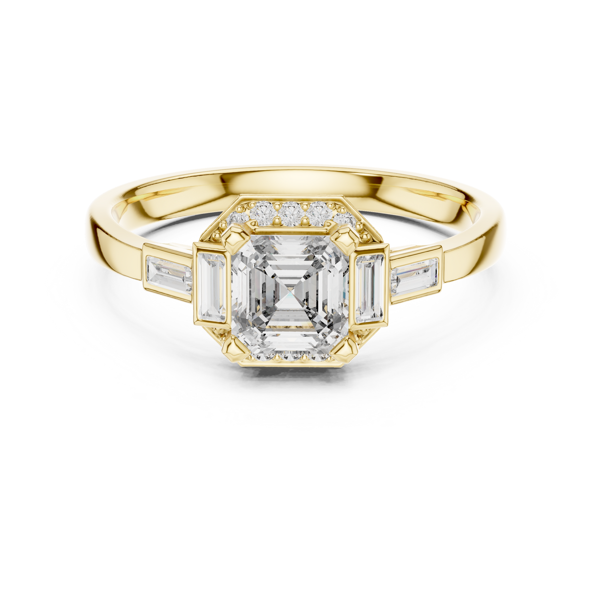 Dorothea Asscher Cut Lab Grown Diamond Art Deco Engagement Ring
