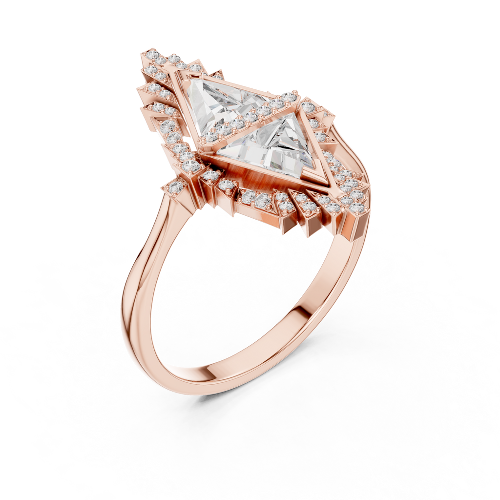 Zelda Trillion Cut Lab Grown Diamond Art Deco Statement Cocktail Ring