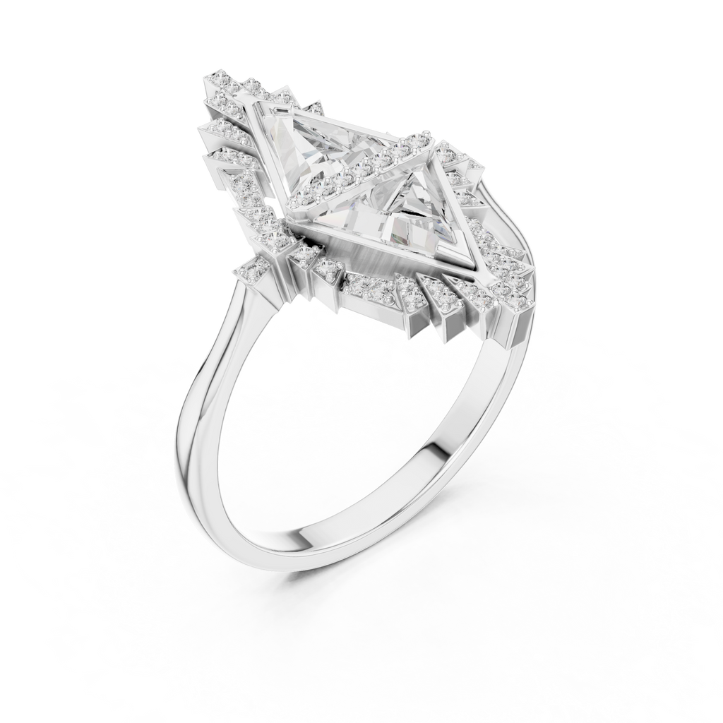 Zelda Trillion Cut Lab Grown Diamond Art Deco Statement Cocktail Ring