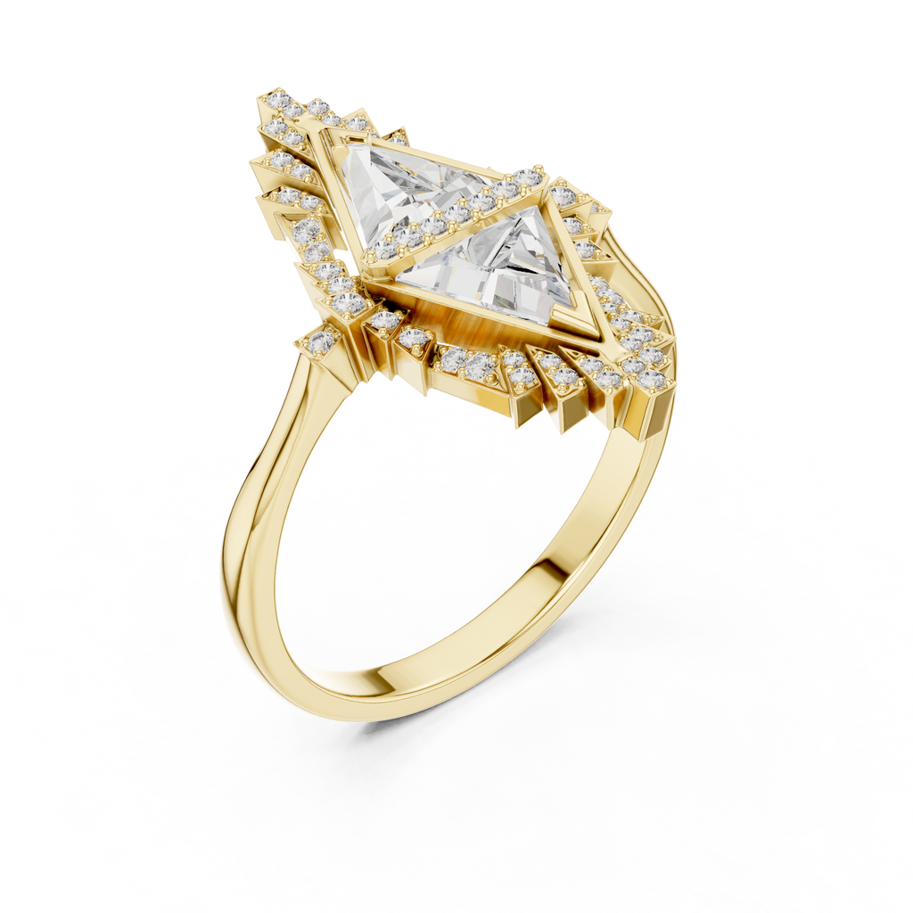 Zelda Trillion Cut Lab Grown Diamond Art Deco Statement Cocktail Ring