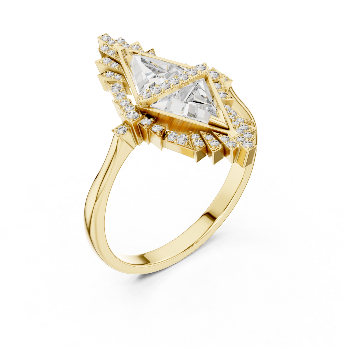 Zelda Trillion Cut Lab Grown Diamond Art Deco Statement Cocktail Ring