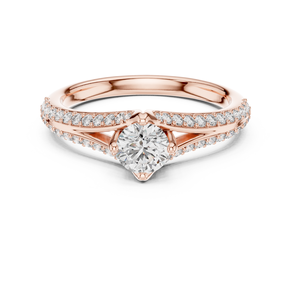 Gabriella Round Brilliant Lab Grown Diamond Split Shank Pavé Engagement Ring