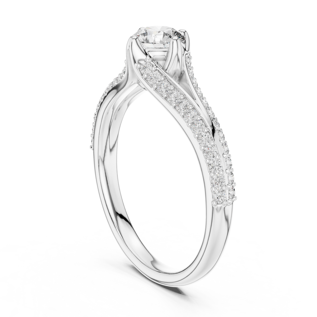 Gabriella Round Brilliant Lab Grown Diamond Split Shank Pavé Engagement Ring