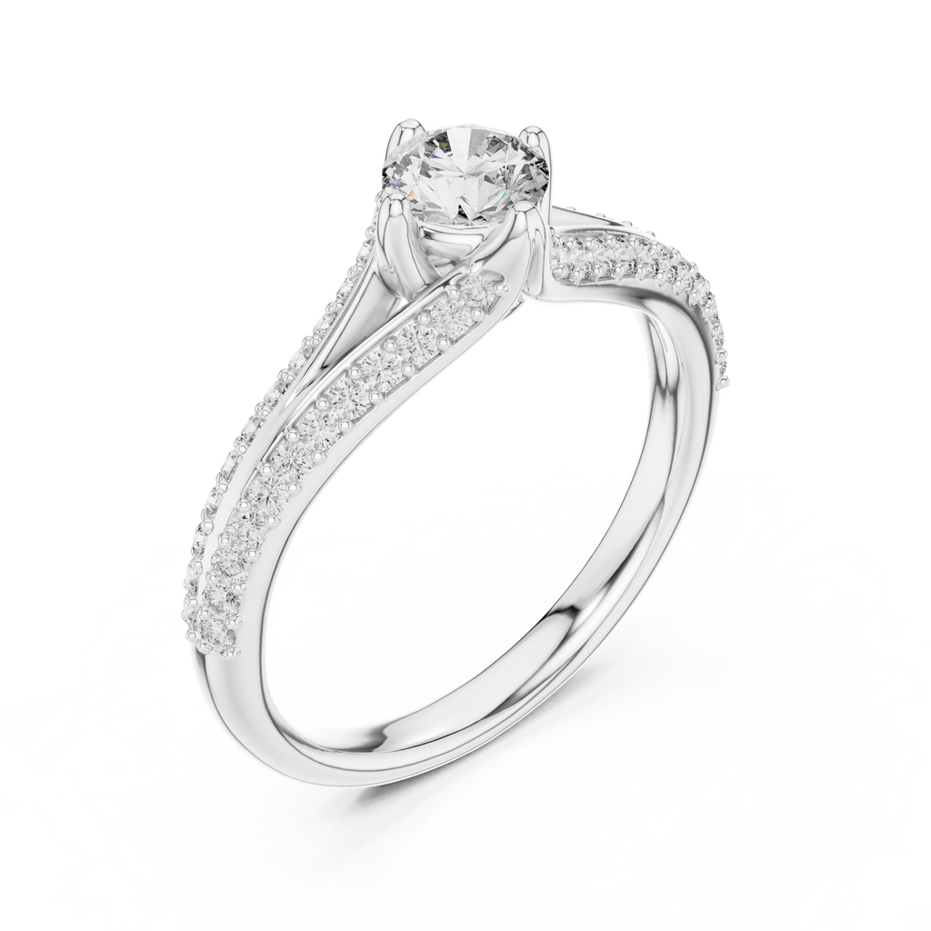 Gabriella Round Brilliant Lab Grown Diamond Split Shank Pavé Engagement Ring