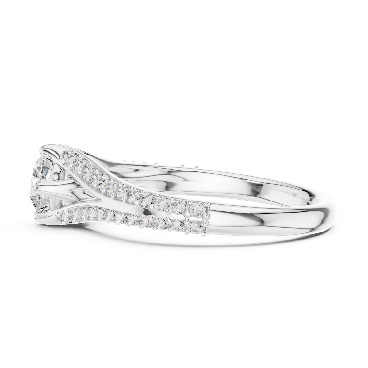 Gabriella Round Brilliant Lab Grown Diamond Split Shank Pavé Engagement Ring