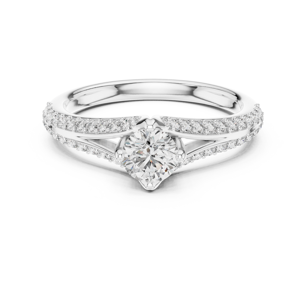 Gabriella Round Brilliant Lab Grown Diamond Split Shank Pavé Engagement Ring