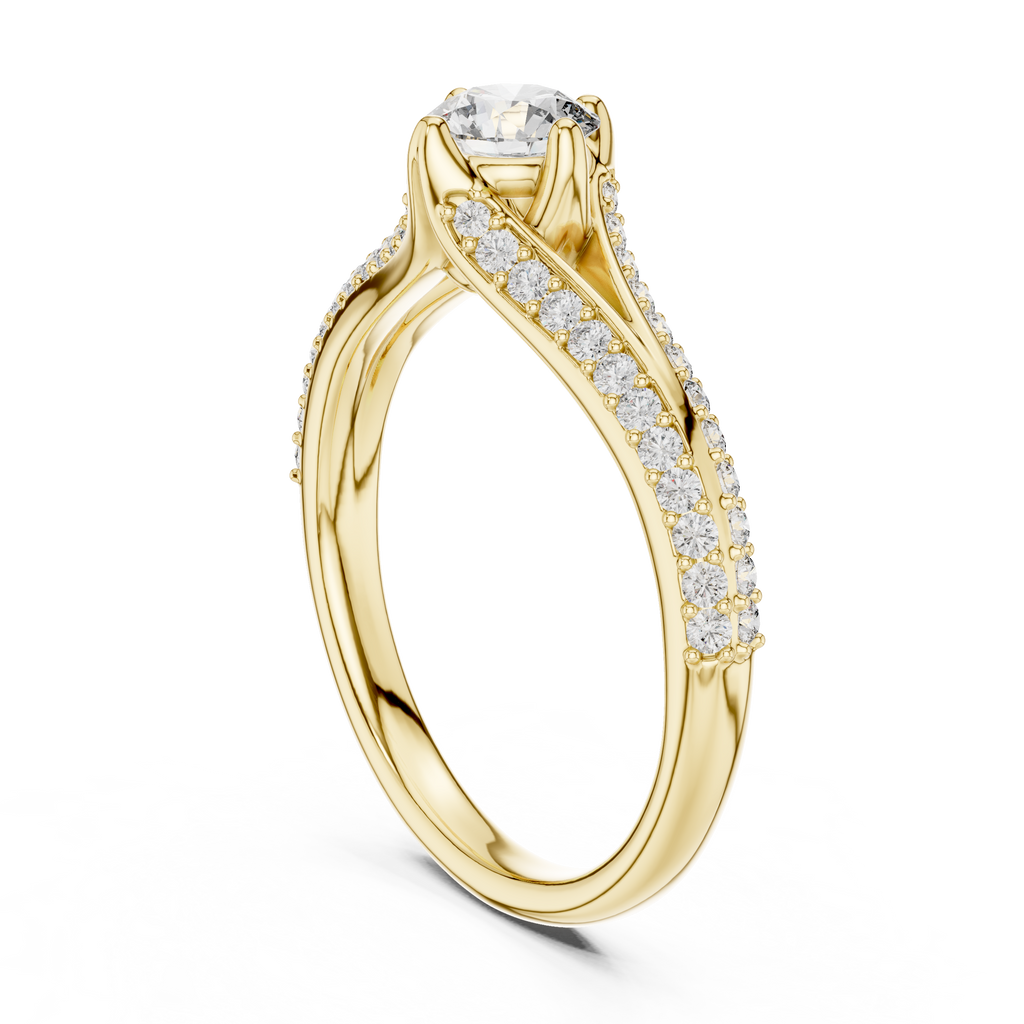 Gabriella Round Brilliant Lab Grown Diamond Split Shank Pavé Engagement Ring