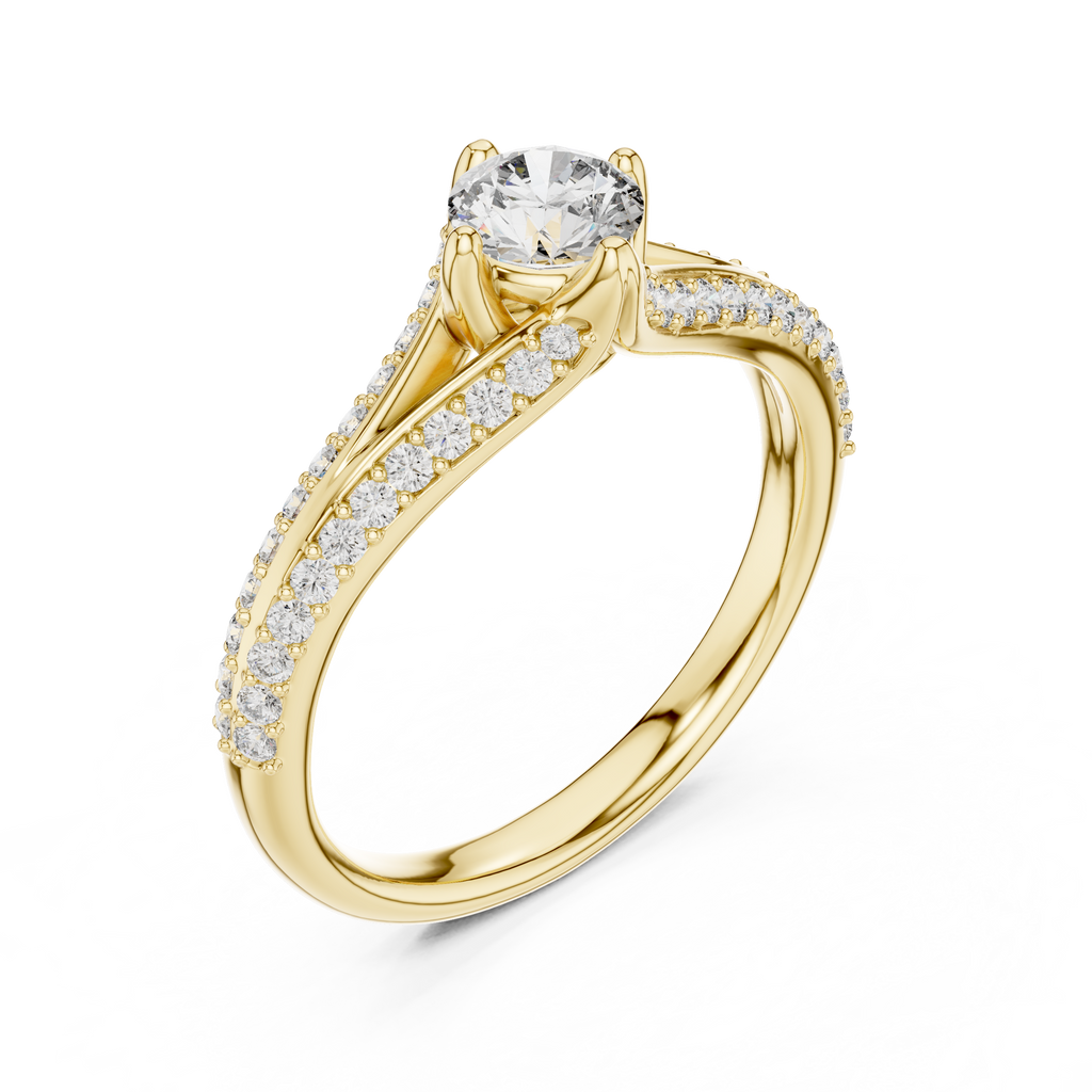 Gabriella Round Brilliant Lab Grown Diamond Split Shank Pavé Engagement Ring