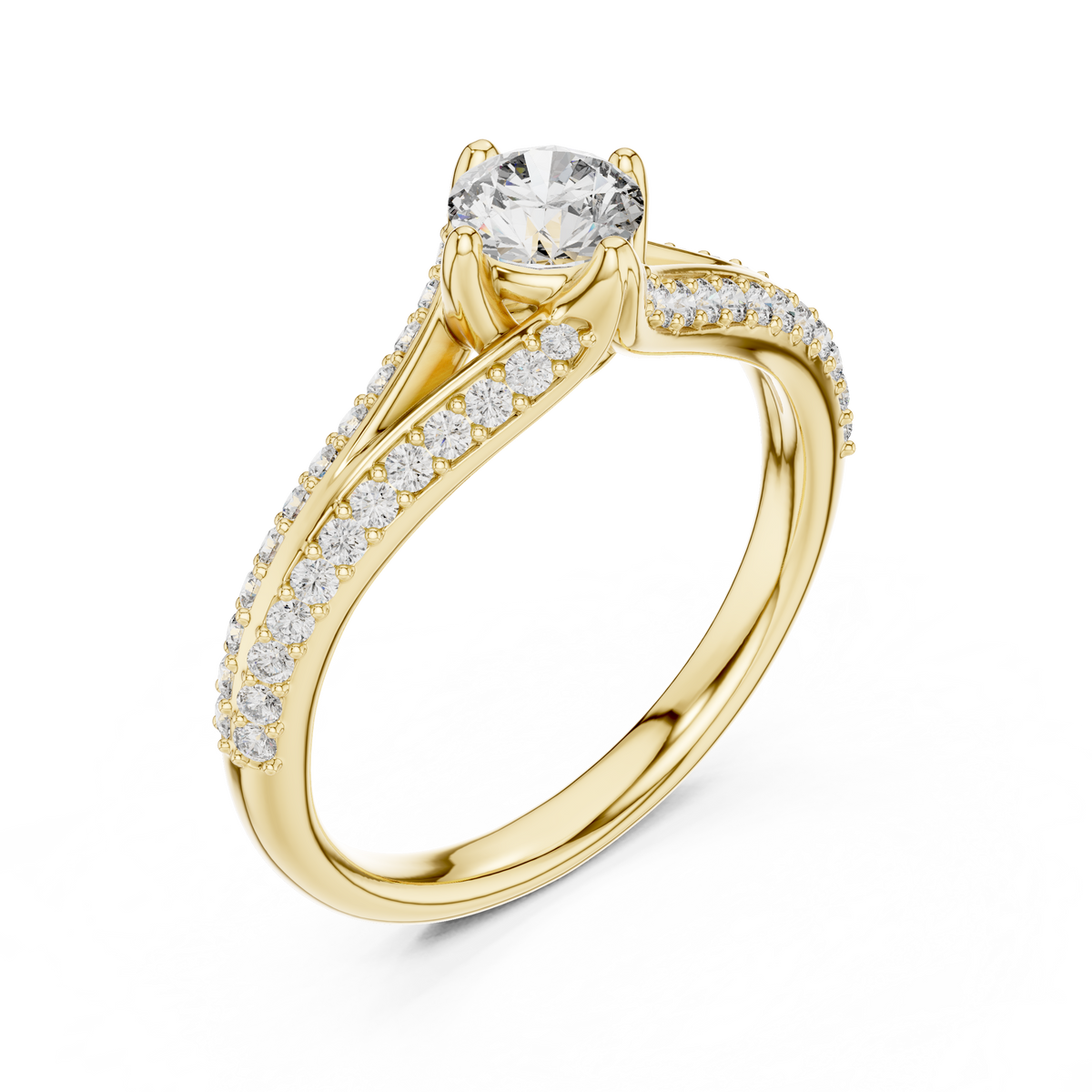 Gabriella Round Brilliant Lab Grown Diamond Split Shank Pavé Engagement Ring
