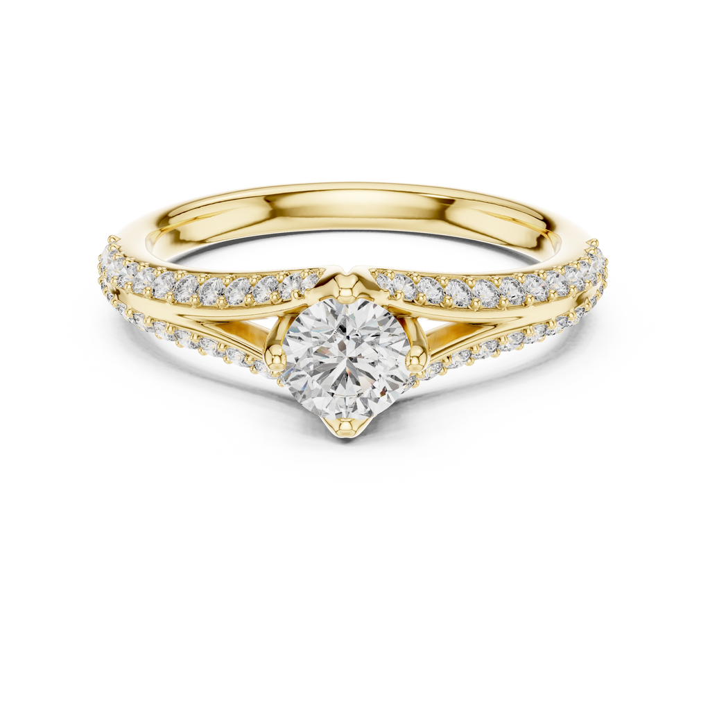 Gabriella Round Brilliant Lab Grown Diamond Split Shank Pavé Engagement Ring