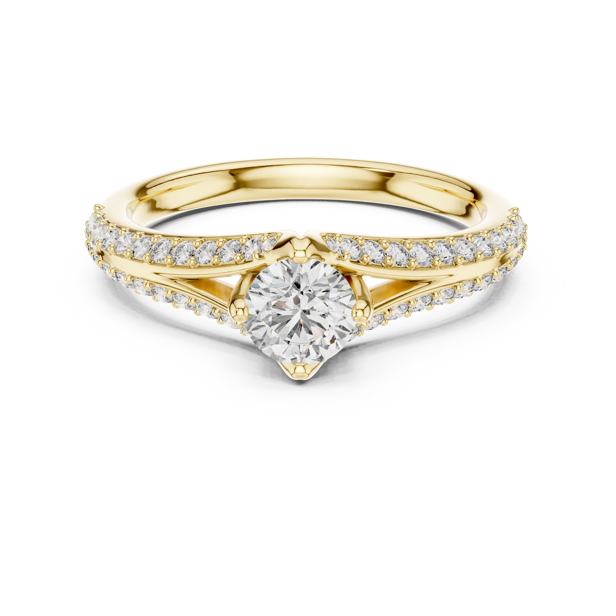 Gabriella Round Brilliant Lab Grown Diamond Split Shank Pavé Engagement Ring