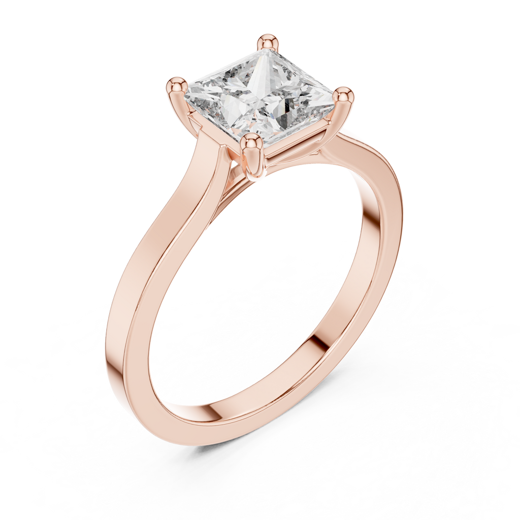 Marlowe Princess Cut Lab Grown Diamond Modern Solitaire Engagement Ring