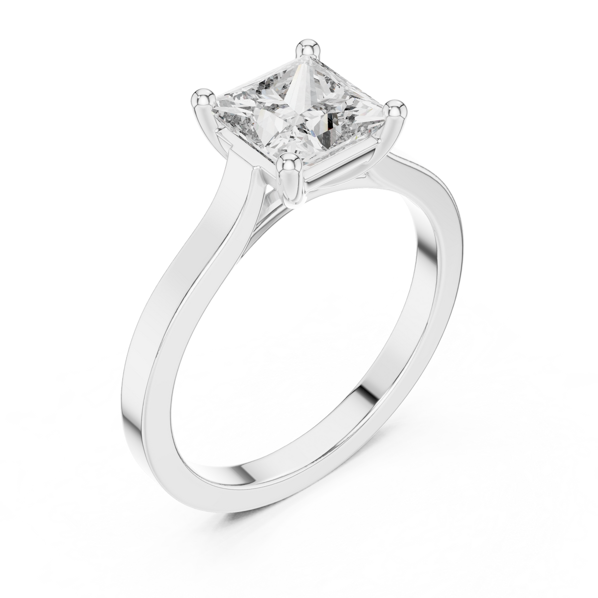 Marlowe Princess Cut Lab Grown Diamond Modern Solitaire Engagement Ring