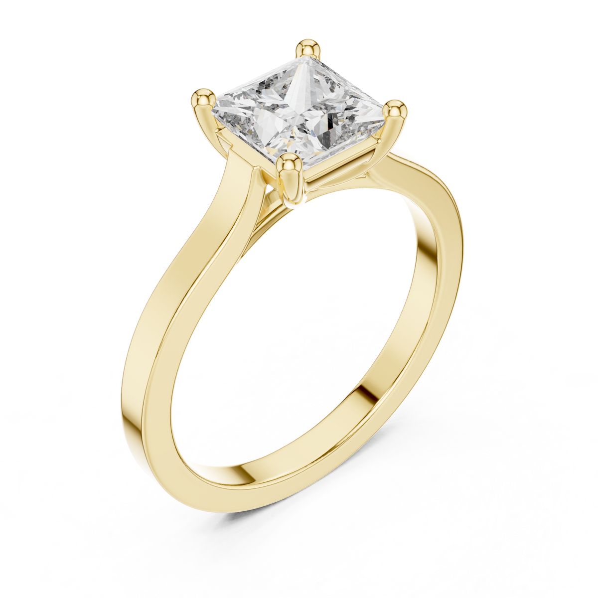 Marlowe Princess Cut Lab Grown Diamond Modern Solitaire Engagement Ring