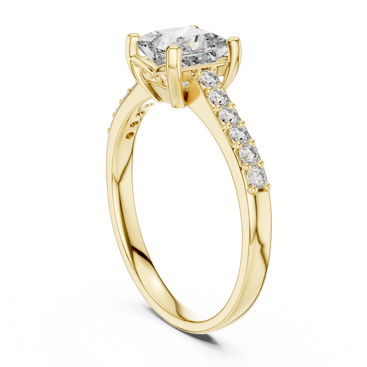 Lorraine Princess Cut Lab Grown Diamond Pavé Band Engagement Ring