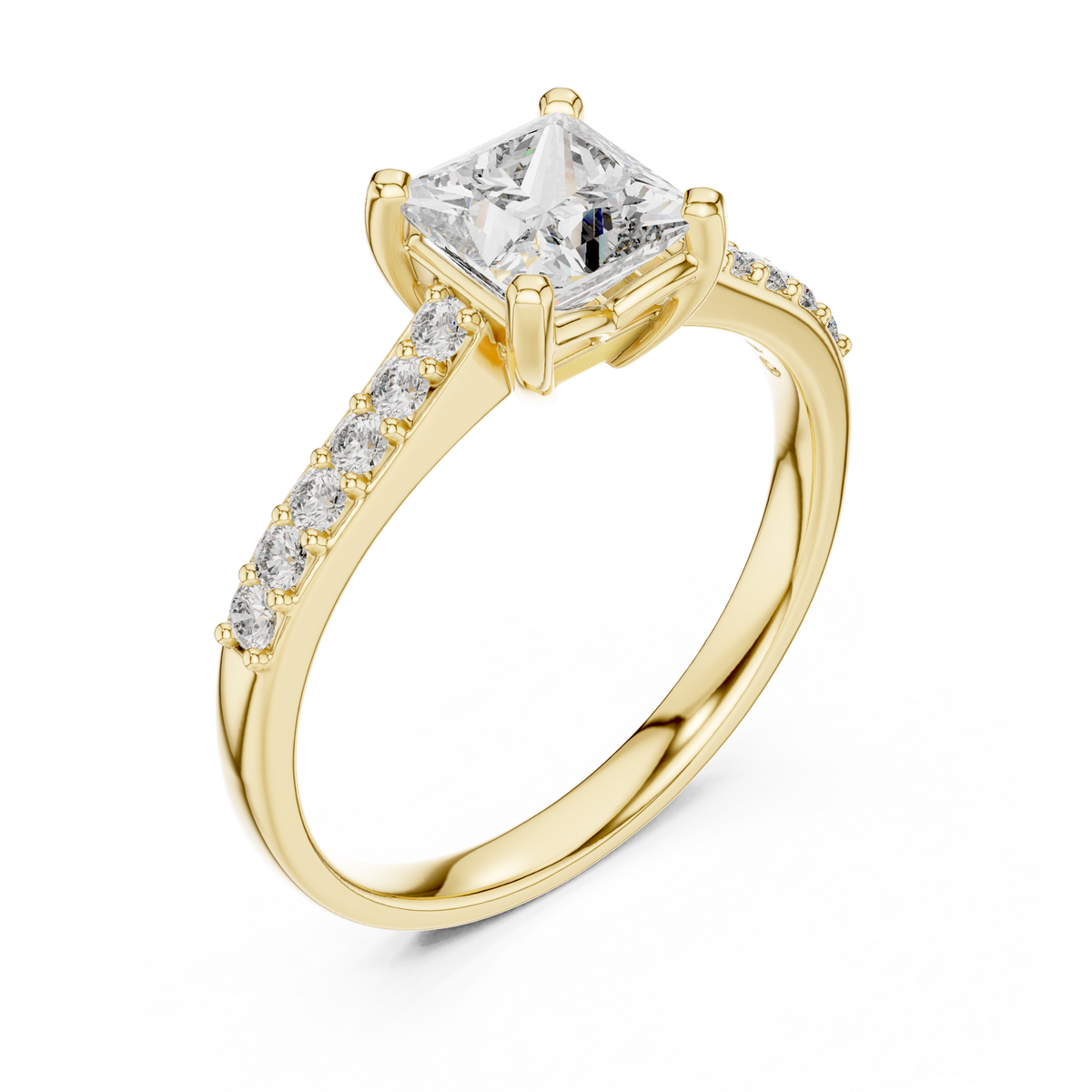 Lorraine Princess Cut Lab Grown Diamond Pavé Band Engagement Ring