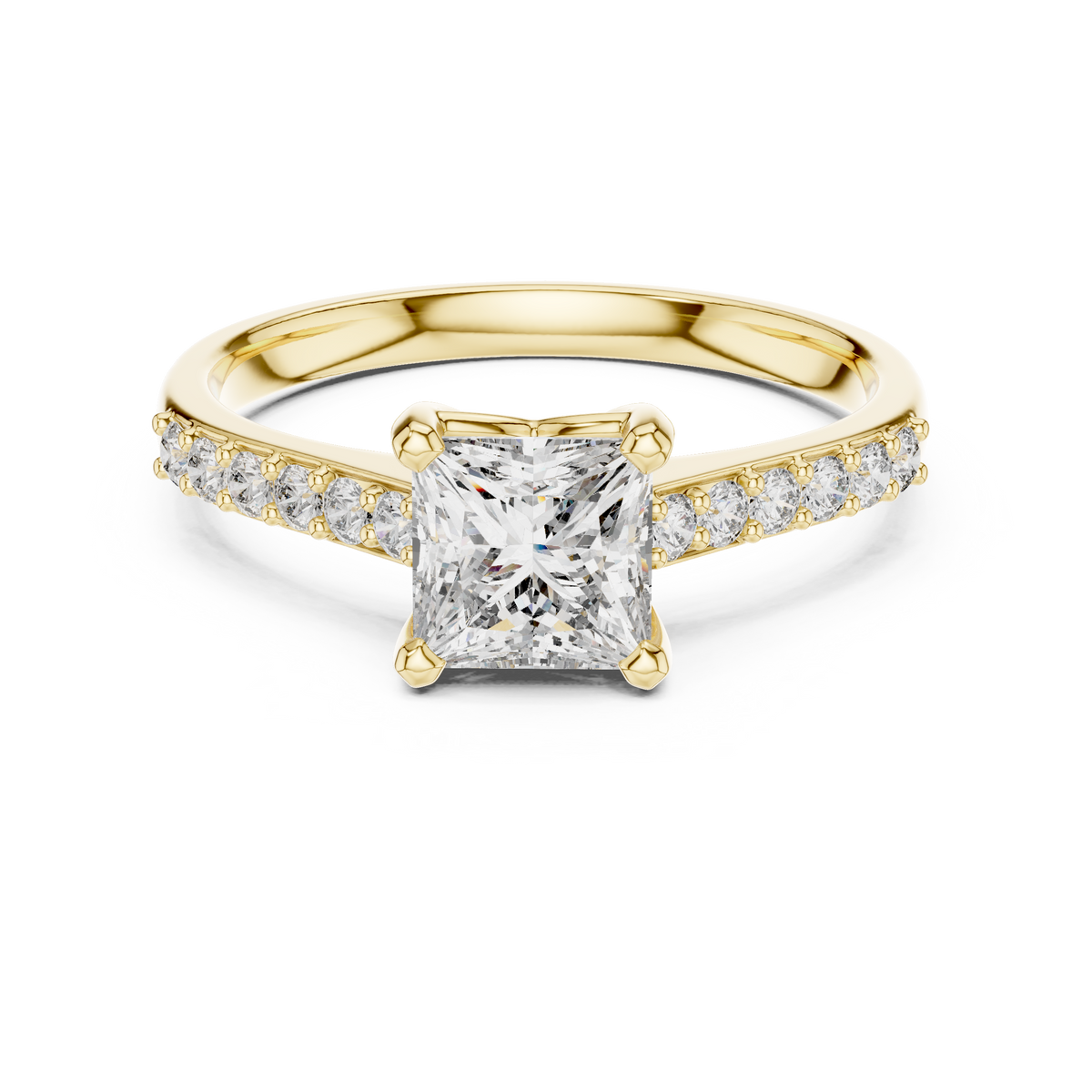 Lorraine Princess Cut Lab Grown Diamond Pavé Band Engagement Ring