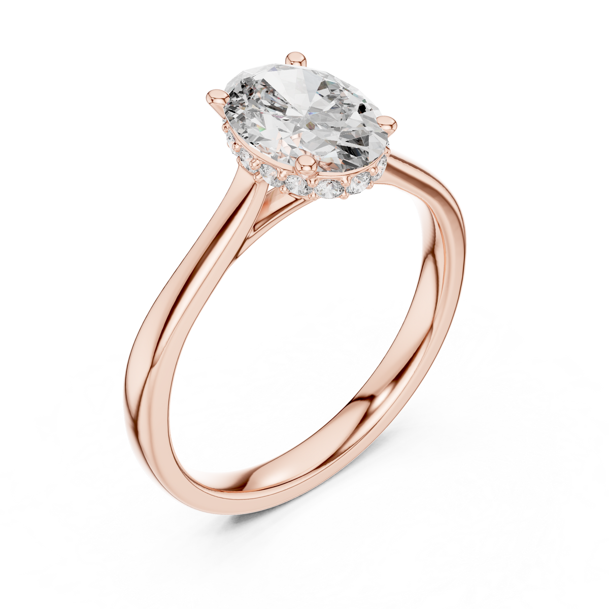 Odessa Oval Cut Lab Grown Diamond Hidden Halo Solitaire Engagement Ring