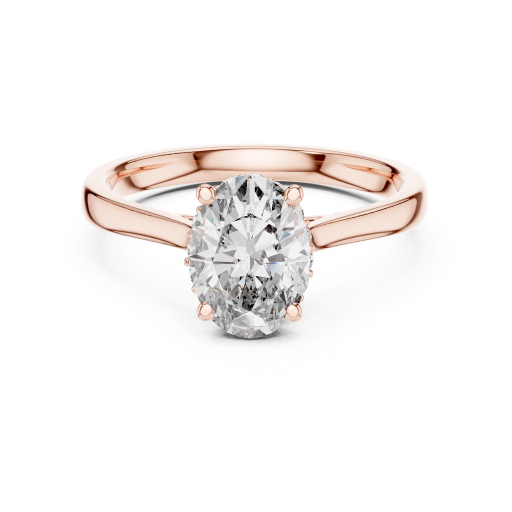Odessa Oval Cut Lab Grown Diamond Hidden Halo Solitaire Engagement Ring