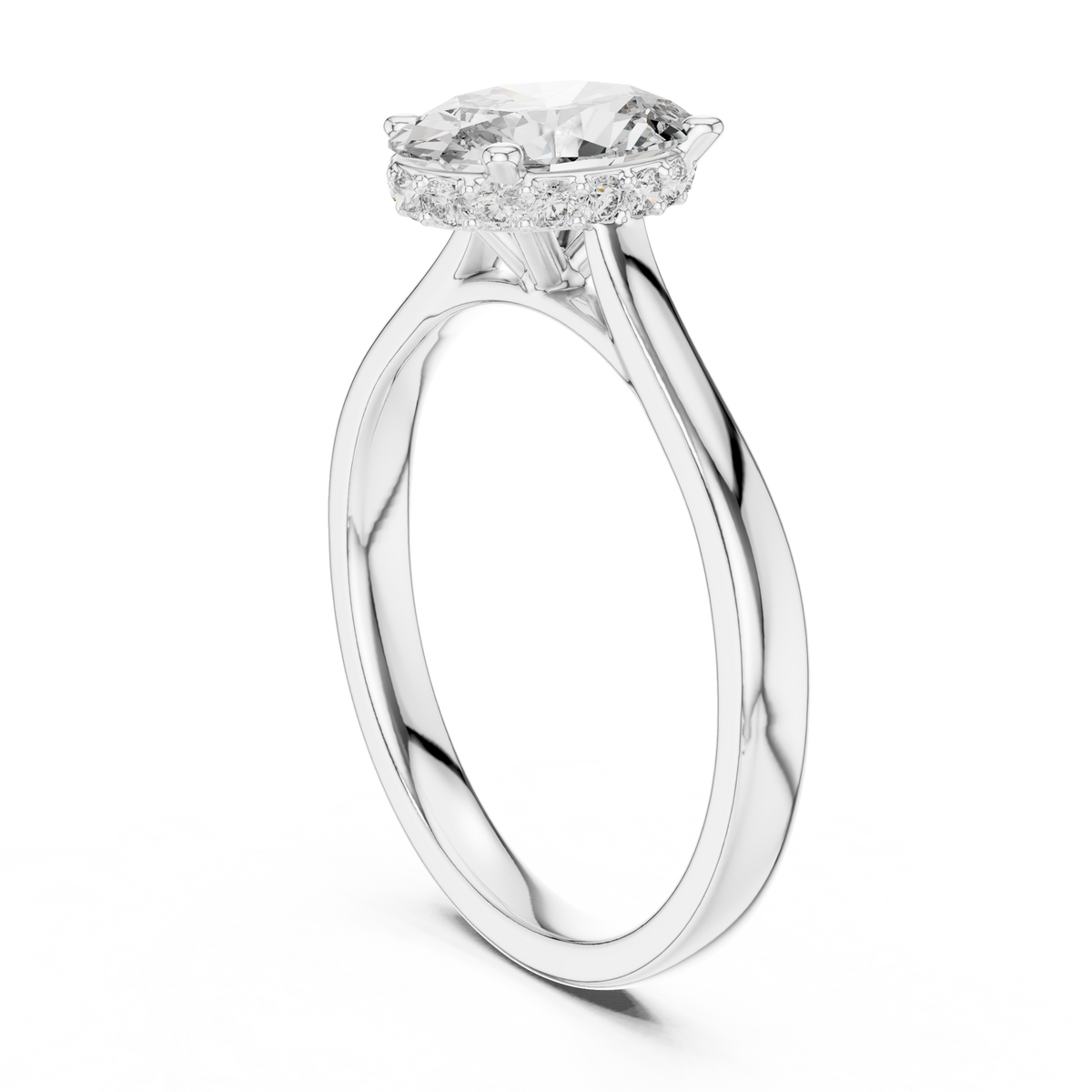 Odessa Oval Cut Lab Grown Diamond Hidden Halo Solitaire Engagement Ring