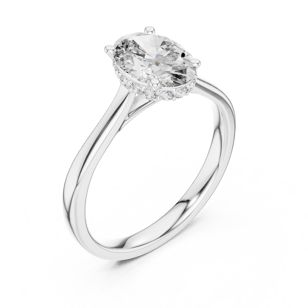 Odessa Oval Cut Lab Grown Diamond Hidden Halo Solitaire Engagement Ring