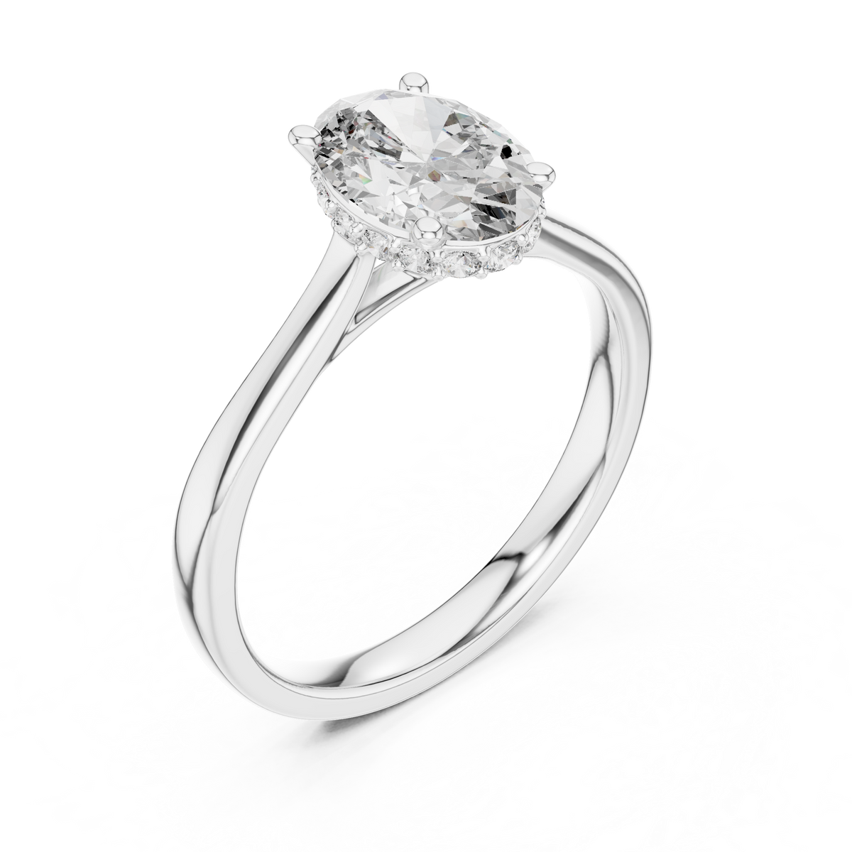 Odessa Oval Cut Lab Grown Diamond Hidden Halo Solitaire Engagement Ring