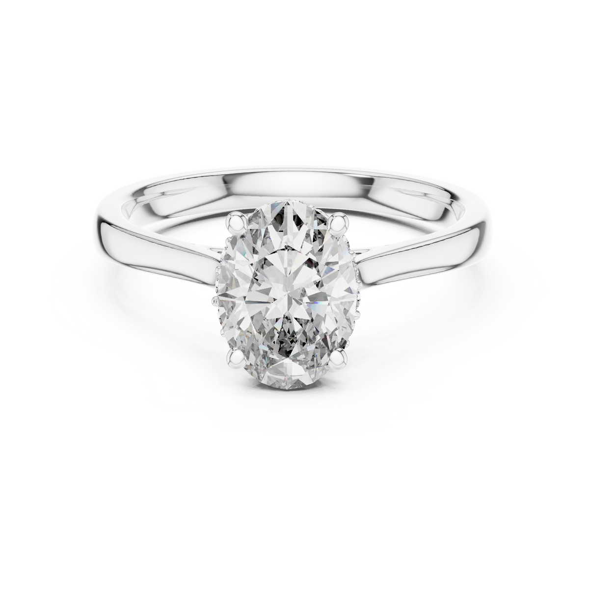 Odessa Oval Cut Lab Grown Diamond Hidden Halo Solitaire Engagement Ring