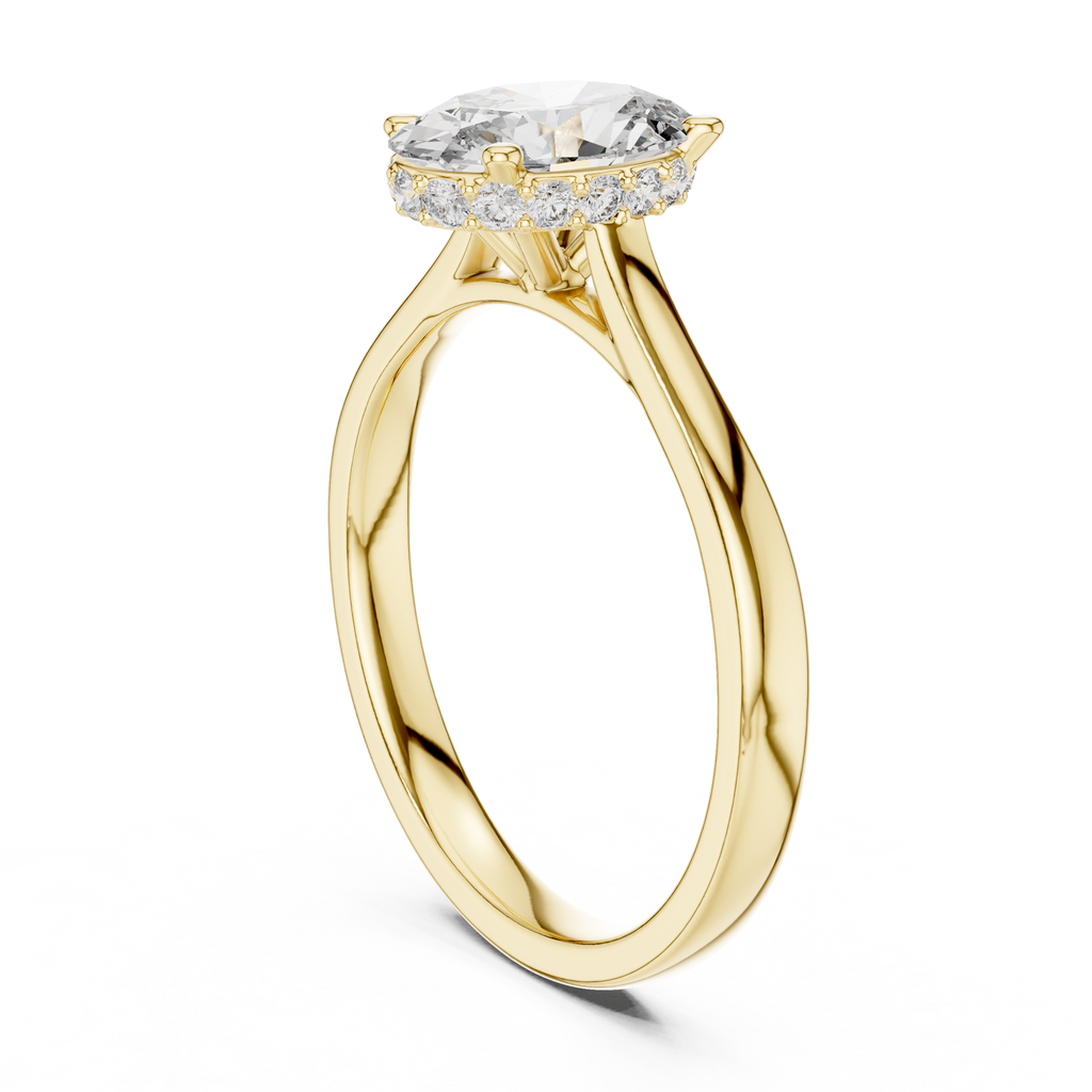 Odessa Oval Cut Lab Grown Diamond Hidden Halo Solitaire Engagement Ring