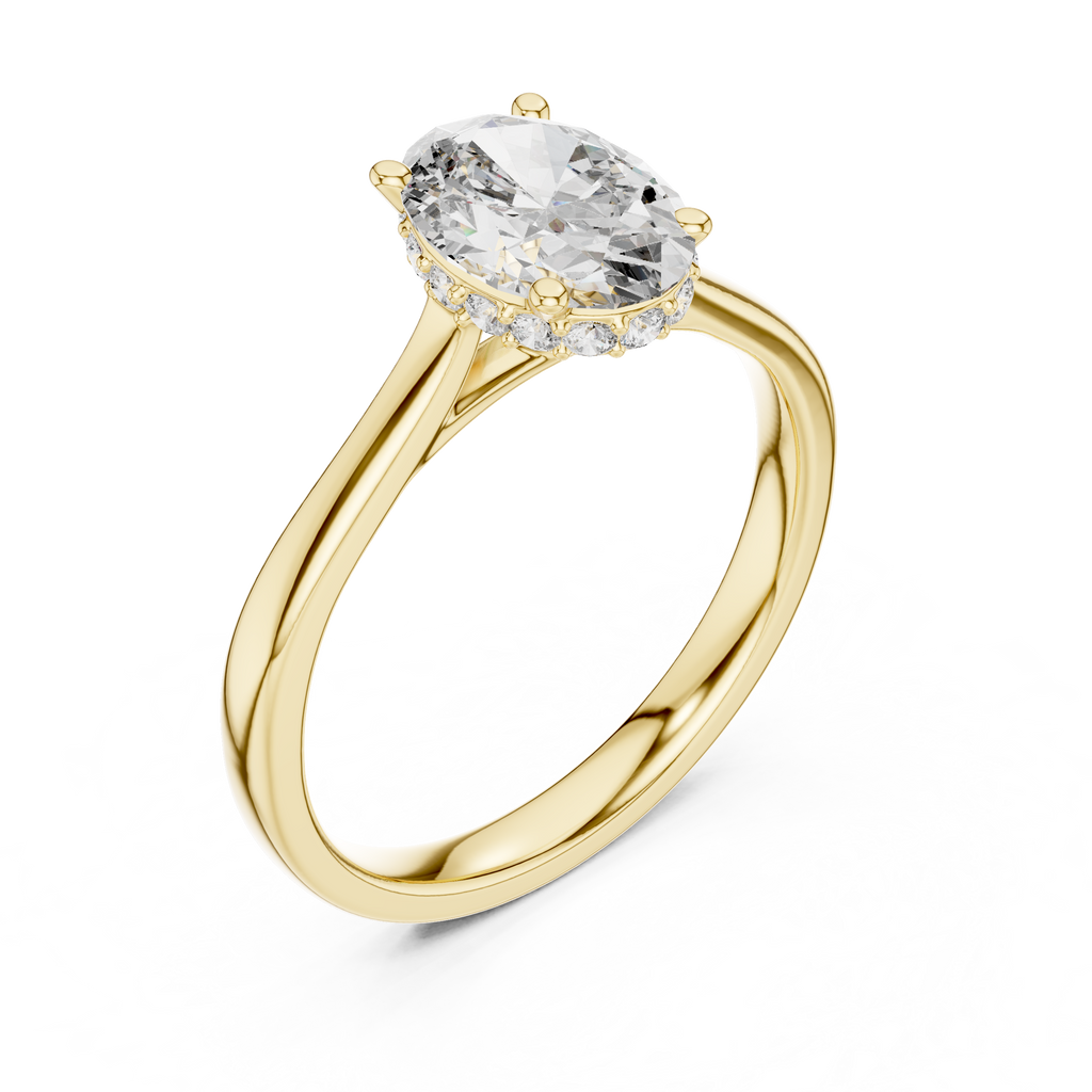 Odessa Oval Cut Lab Grown Diamond Hidden Halo Solitaire Engagement Ring