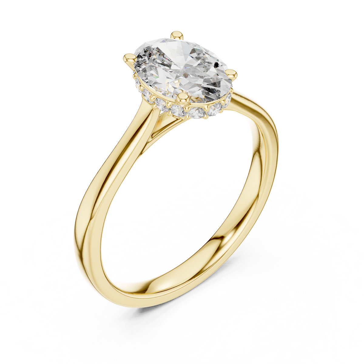 Odessa Oval Cut Lab Grown Diamond Hidden Halo Solitaire Engagement Ring