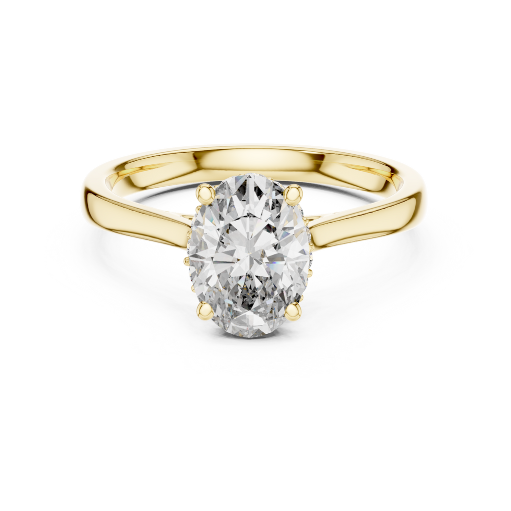 Odessa Oval Cut Lab Grown Diamond Hidden Halo Solitaire Engagement Ring
