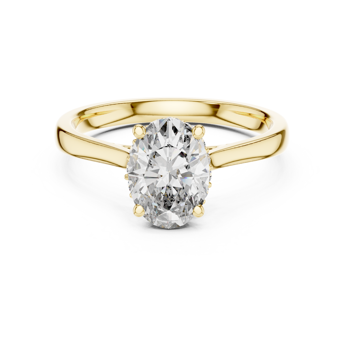 Odessa Oval Cut Lab Grown Diamond Hidden Halo Solitaire Engagement Ring