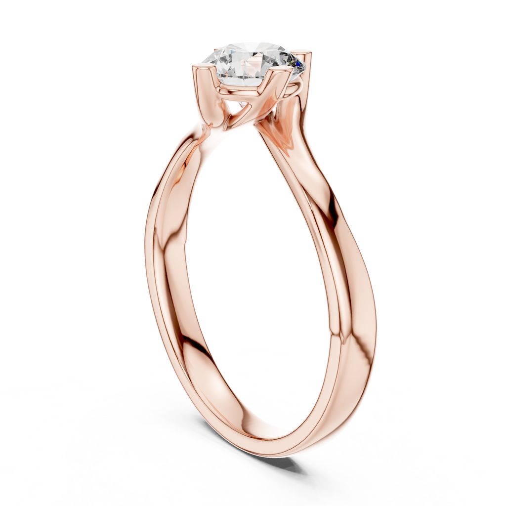 Isolde Round Brilliant Lab Grown Diamond Bypass Twist Solitaire Engagement Ring