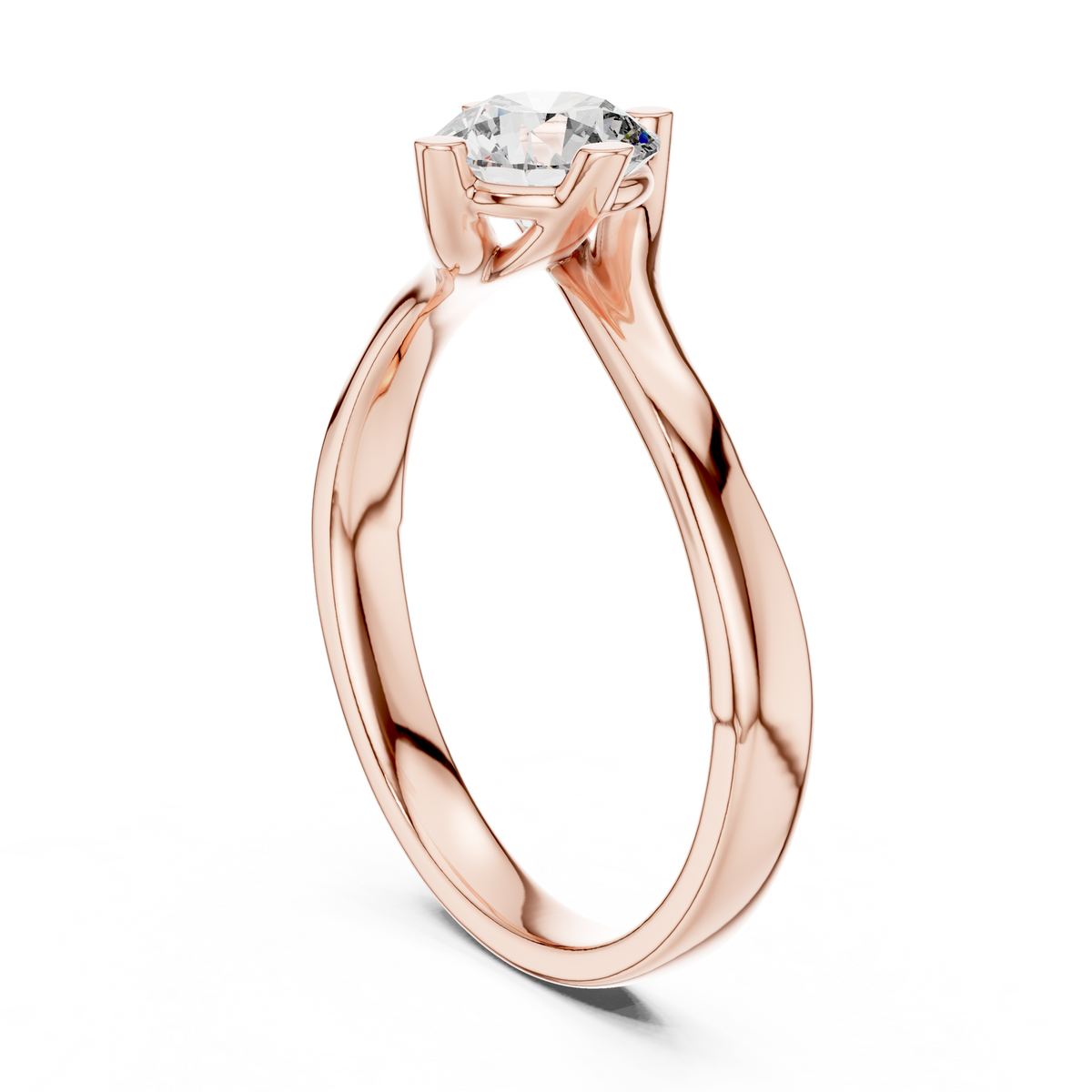 Isolde Round Brilliant Lab Grown Diamond Bypass Twist Solitaire Engagement Ring