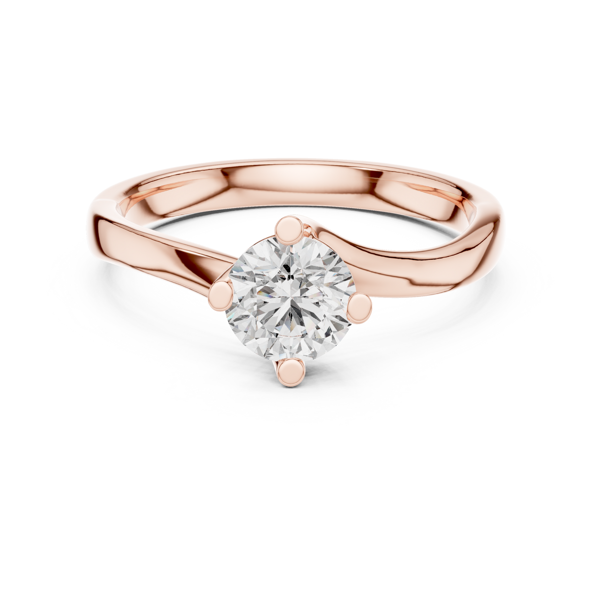 Isolde Round Brilliant Lab Grown Diamond Bypass Twist Solitaire Engagement Ring