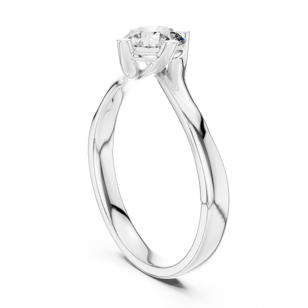 Isolde Round Brilliant Lab Grown Diamond Bypass Twist Solitaire Engagement Ring
