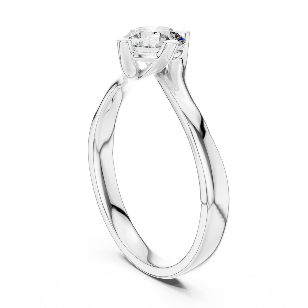 Isolde Round Brilliant Lab Grown Diamond Bypass Twist Solitaire Engagement Ring