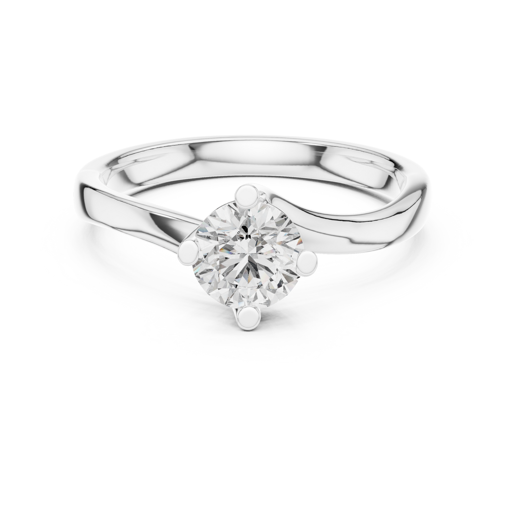 Isolde Round Brilliant Lab Grown Diamond Bypass Twist Solitaire Engagement Ring