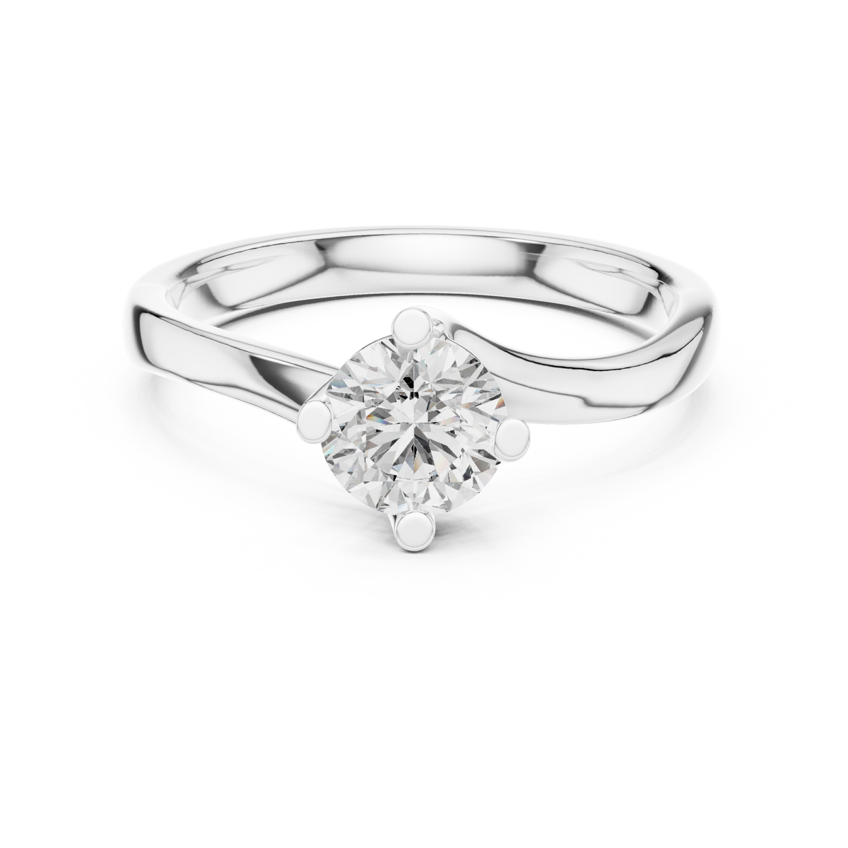 Isolde Round Brilliant Lab Grown Diamond Bypass Twist Solitaire Engagement Ring