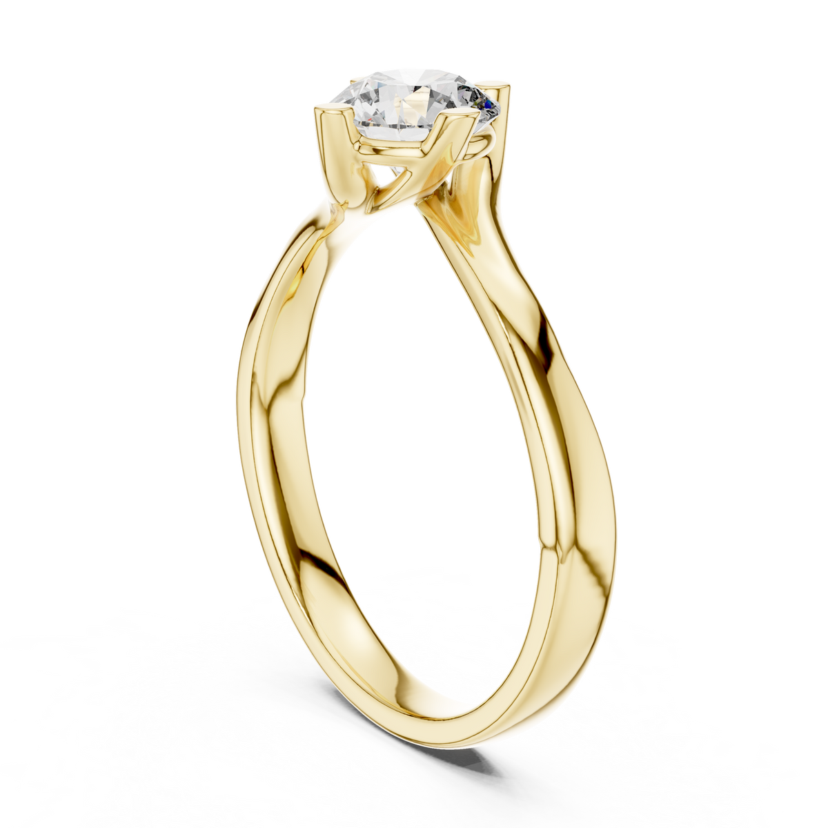 Isolde Round Brilliant Lab Grown Diamond Bypass Twist Solitaire Engagement Ring