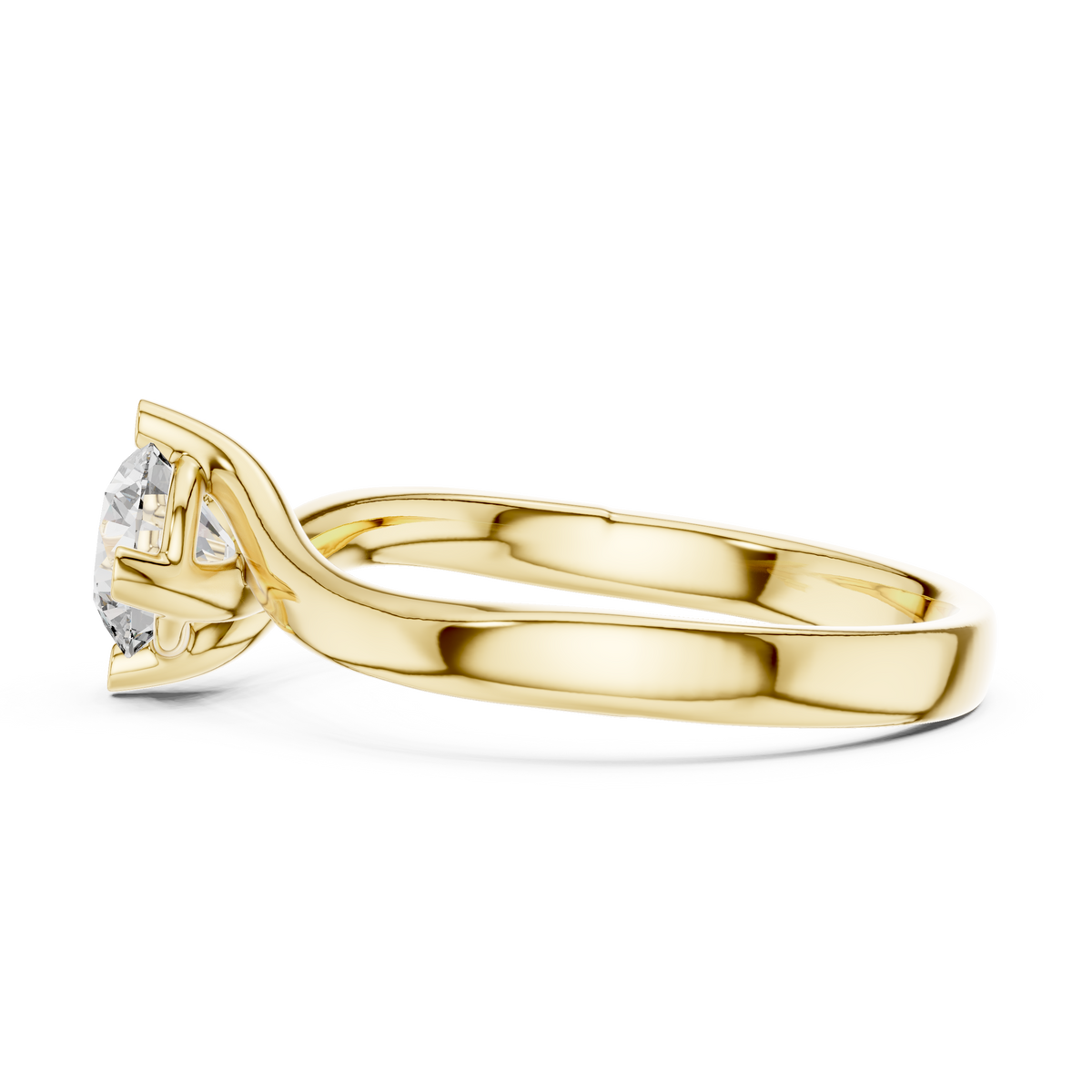 Isolde Round Brilliant Lab Grown Diamond Bypass Twist Solitaire Engagement Ring