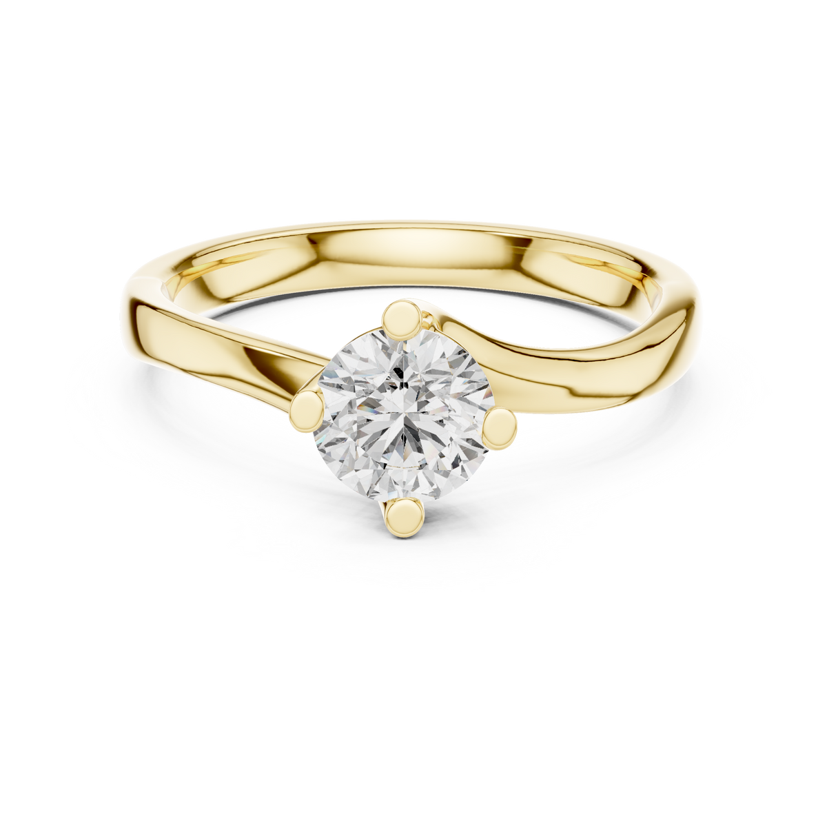 Isolde Round Brilliant Lab Grown Diamond Bypass Twist Solitaire Engagement Ring