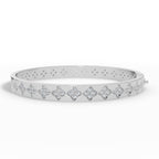 Quatrelle Quatrefoil Cluster Hinged Lab Grown Diamond Bangle Bracelet