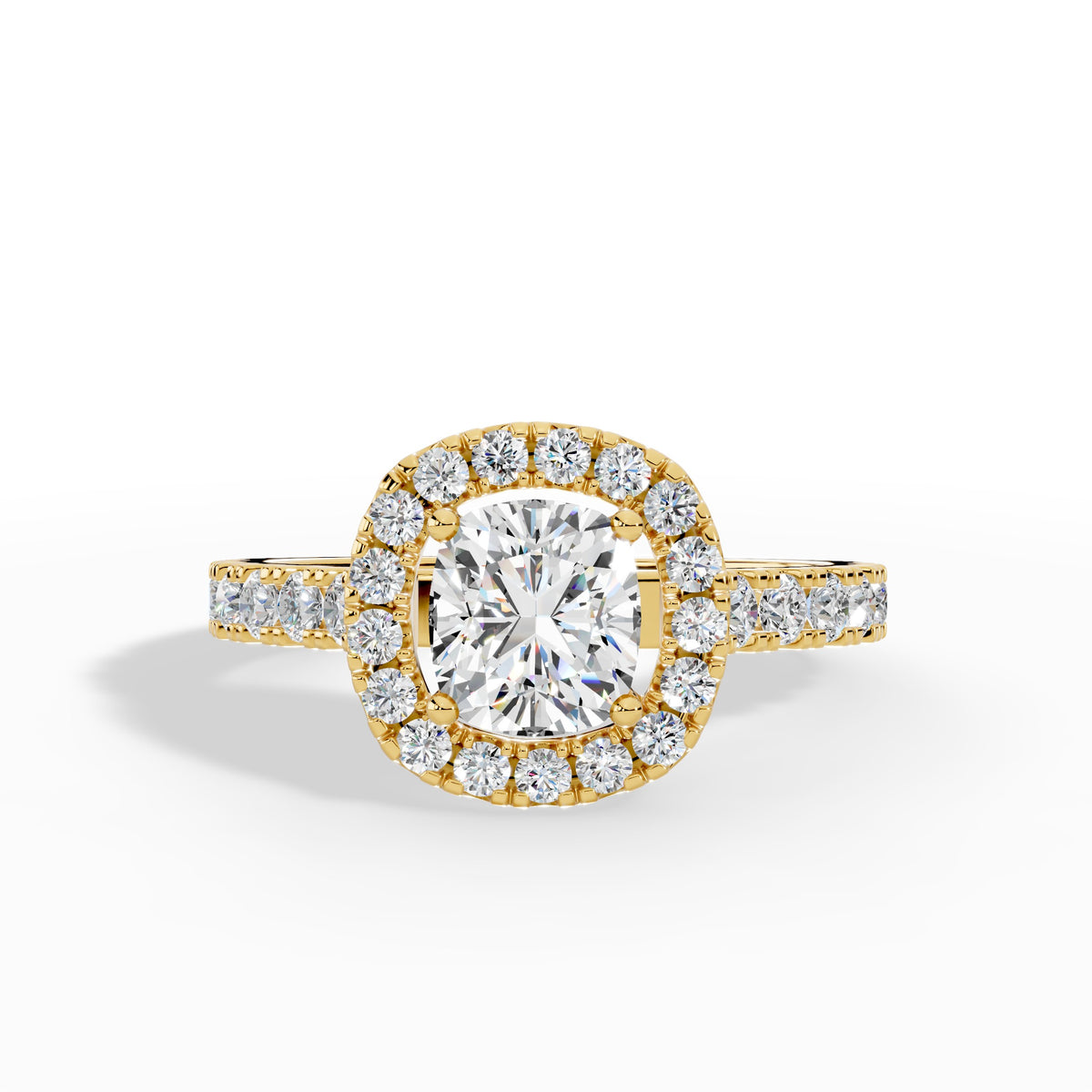 Halovelle Cushion Cut Halo Pavé Lab Grown Diamond Engagement Ring