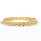 Quatrelle Quatrefoil Cluster Hinged Lab Grown Diamond Bangle Bracelet