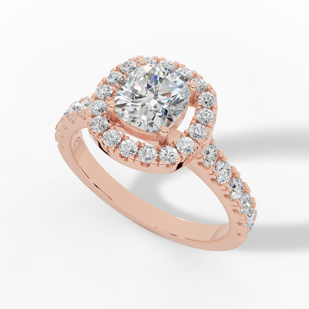 Halovelle Cushion Cut Halo Pavé Lab Grown Diamond Engagement Ring