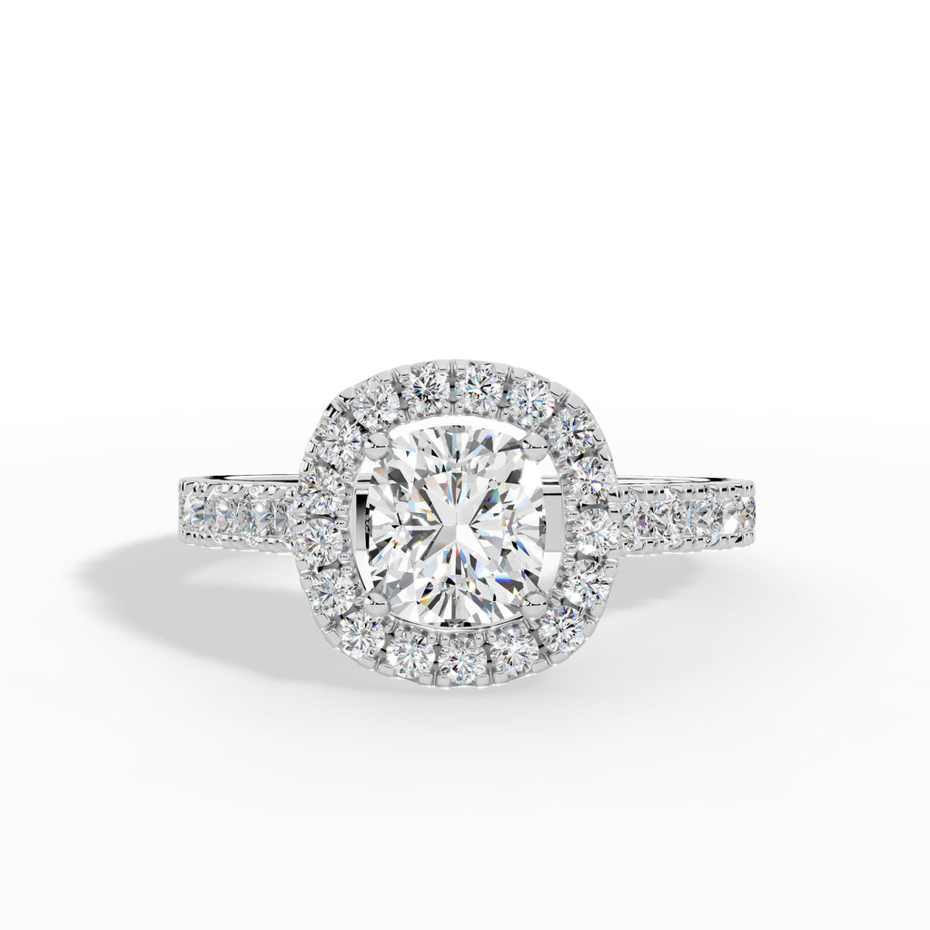 Halovelle Cushion Cut Halo Pavé Lab Grown Diamond Engagement Ring
