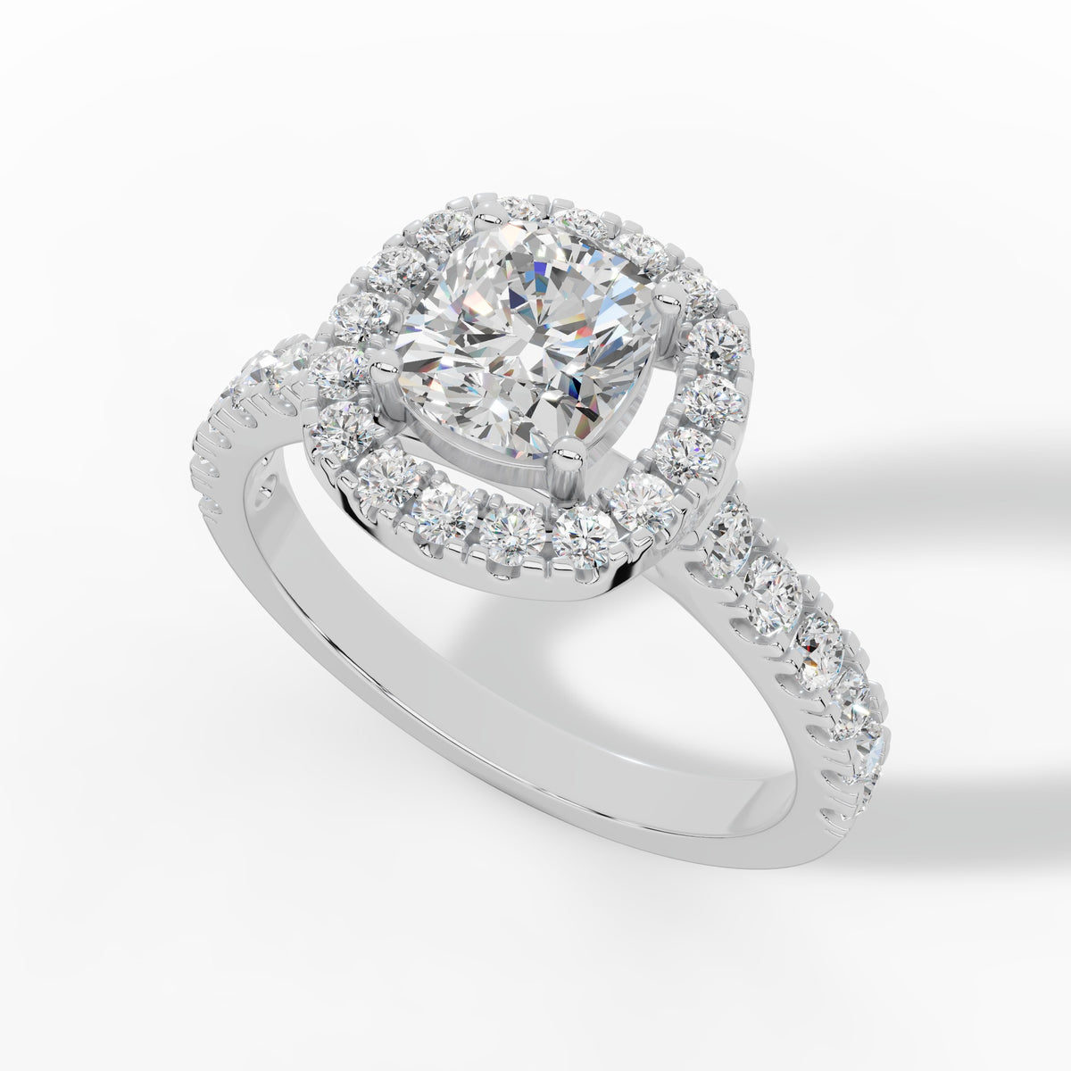 Halovelle Cushion Cut Halo Pavé Lab Grown Diamond Engagement Ring